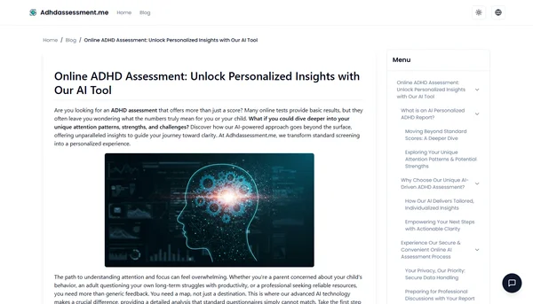 Online ADHD Assessment: Unlock Personalized Insights with Our AI Tool