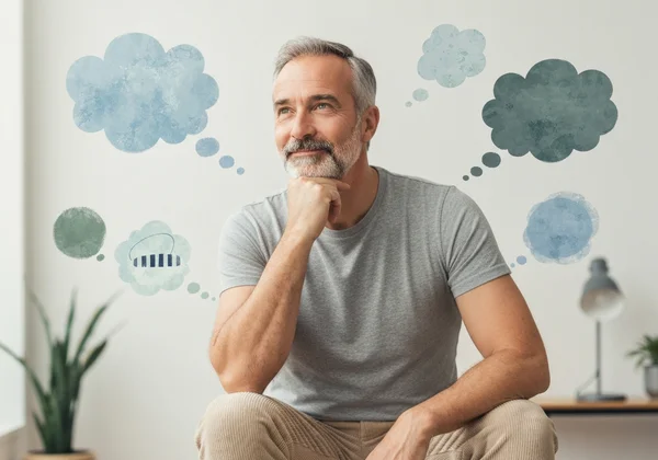 Person pondering ADHD and depression symptoms