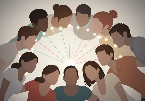 Diverse community in supportive discussion