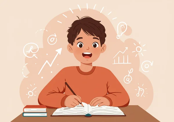 A child successfully engaged in learning with ADHD support