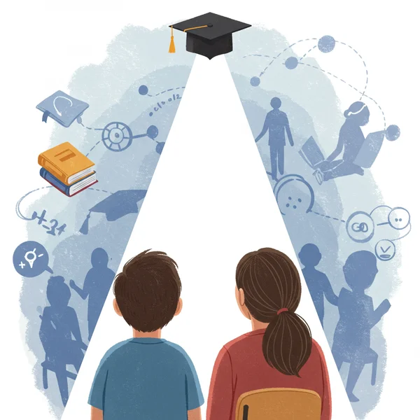 Child and parent receiving support, looking towards a brighter future.
