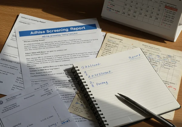 Documents and notes prepared for an ADHD assessment