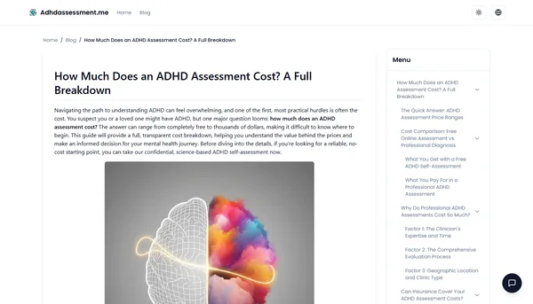 ADHD评估费用是多少?完整细分
